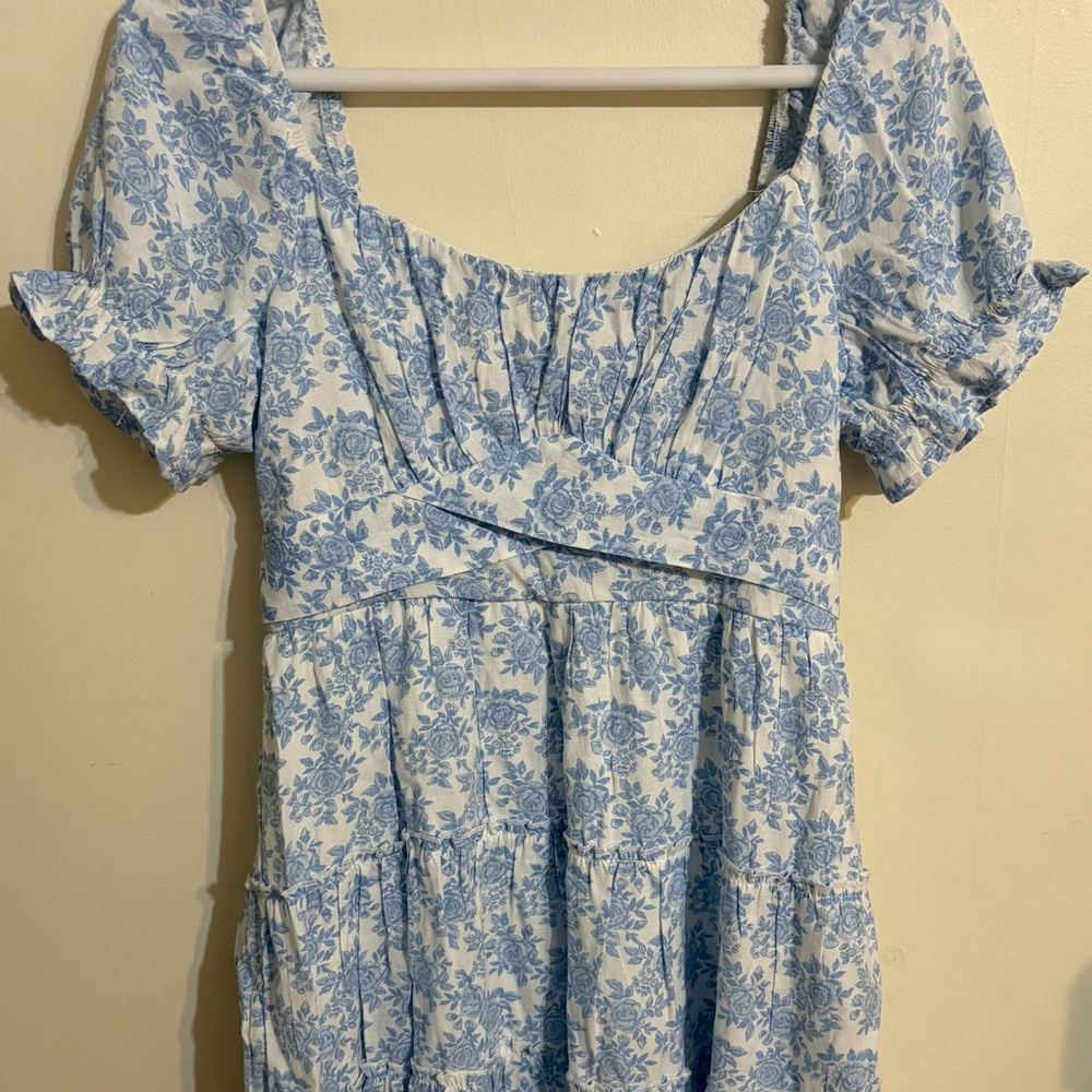 Blue and White Floral Dress
